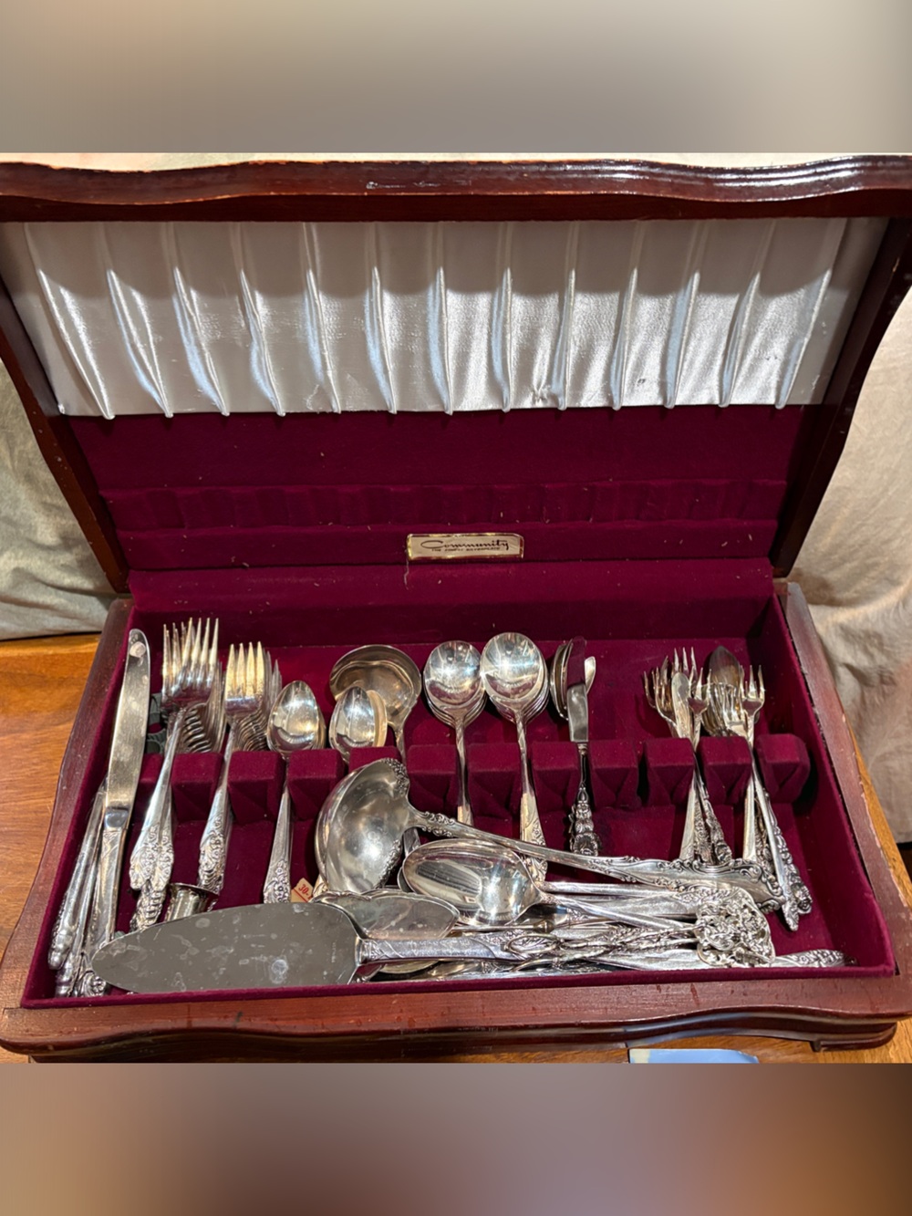 Community SERRA-BLADE Silver-Plated Flatware Set in Burgundy Velvet Case